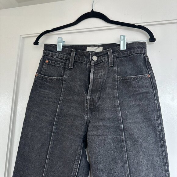 Levi's Altered Straight Cropped Jeans High Rise Black Denim Sz 26 - Picture 8 of 12